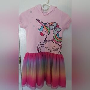 Kids sweater dress with hood.